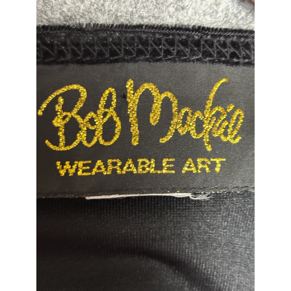 Bob Mackie Black Velvet Christmas Sweater Womens L Wreath Bow Wearable Art - Picture 5 of 5